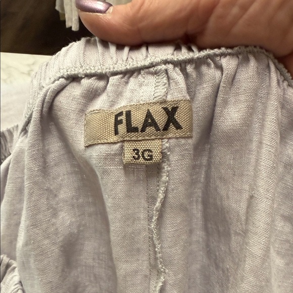 Flax Dove Gray Elastic Waist Linen Shorts with Pockets 3G (3X) - Picture 2 of 10